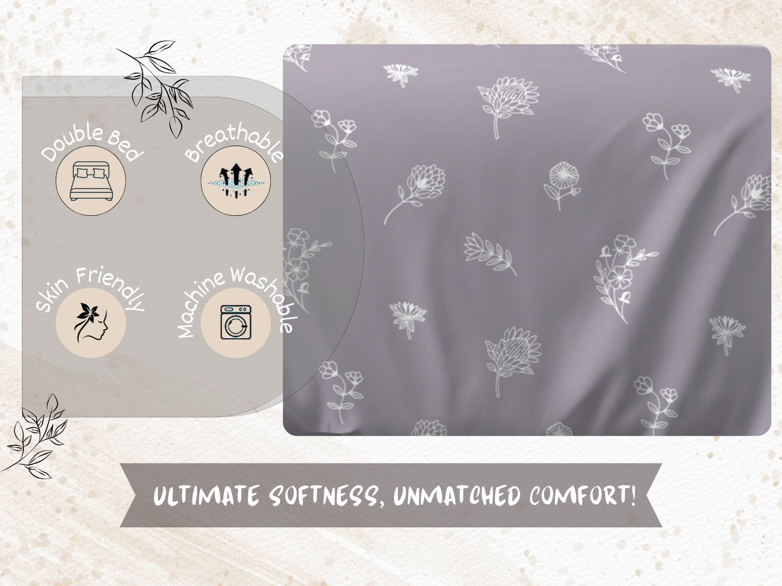 210 TC, Printed, 100% Cotton King Size Bedsheet