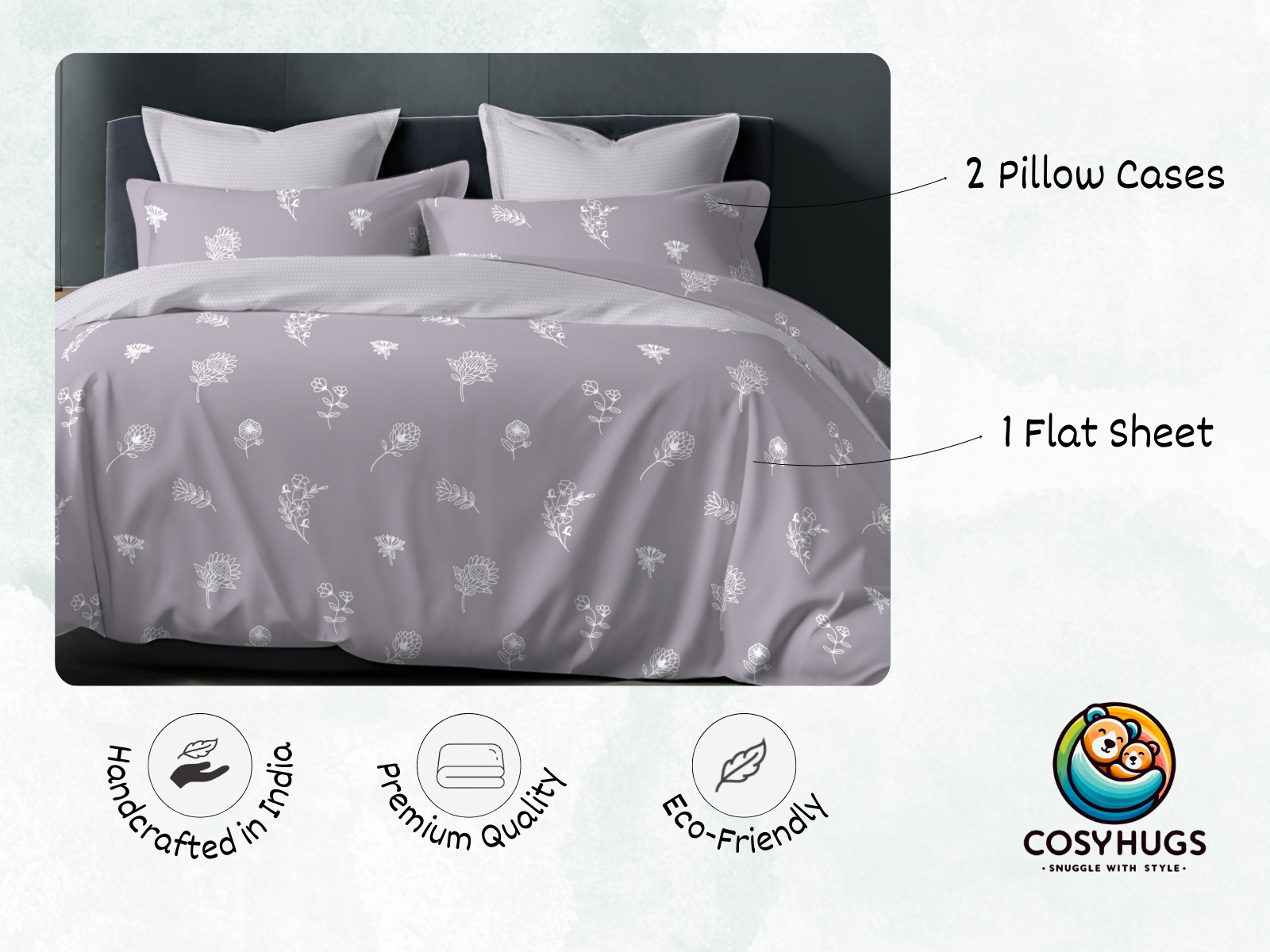 210 TC, Printed, 100% Cotton King Size Bedsheet
