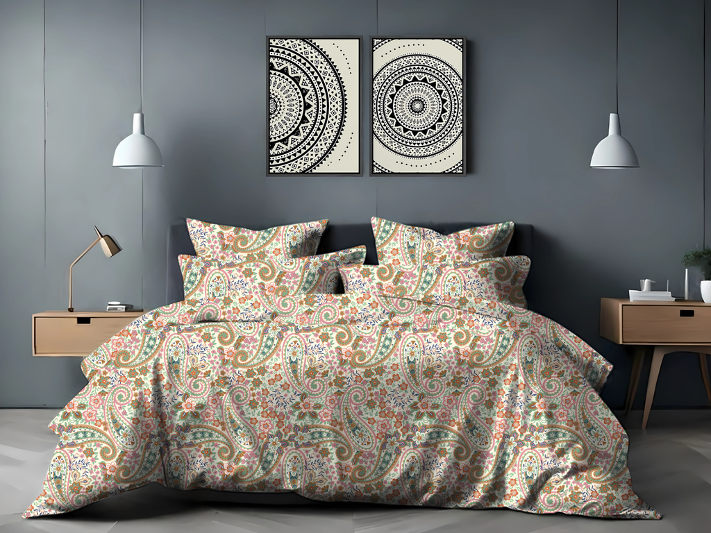 300 TC, Jaipuri Print, 100% Cotton King Size Bedsheet