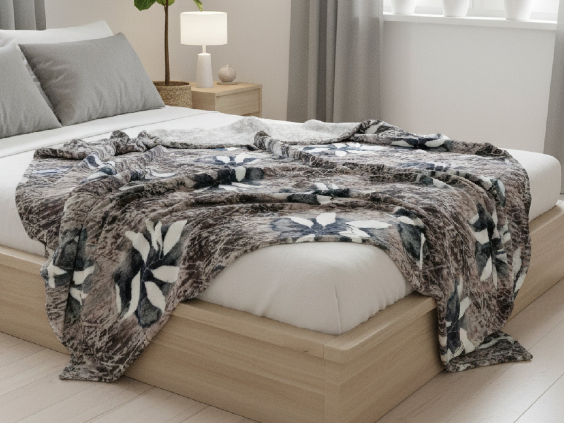 290gsm, Stoneleaf, King size flannel blanket