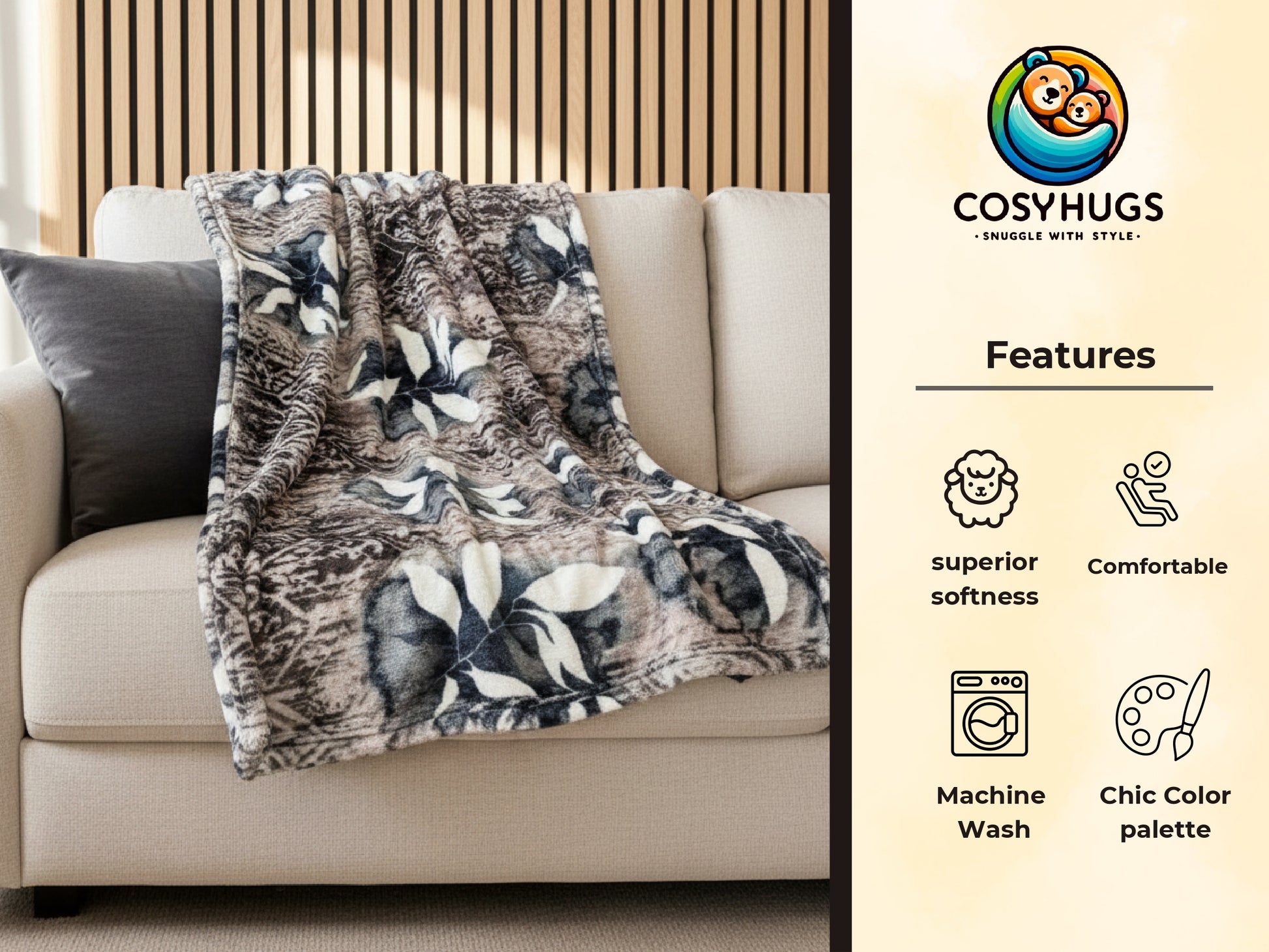 290gsm, Stoneleaf, King size flannel blanket