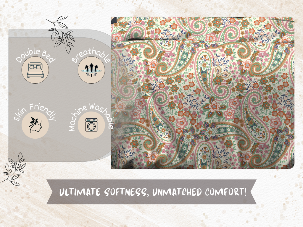 300 TC, Jaipuri Print, 100% Cotton King Size Bedsheet