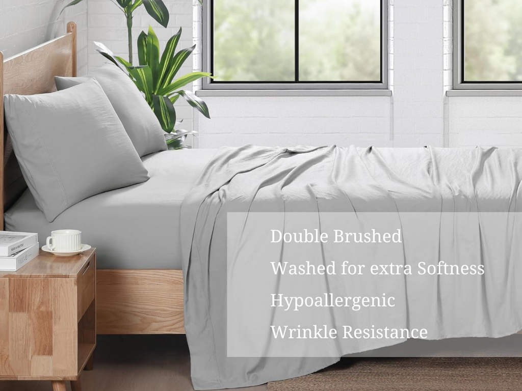 300 TC, Solid, Silver Grey, 100% Cotton King Size Bedsheet