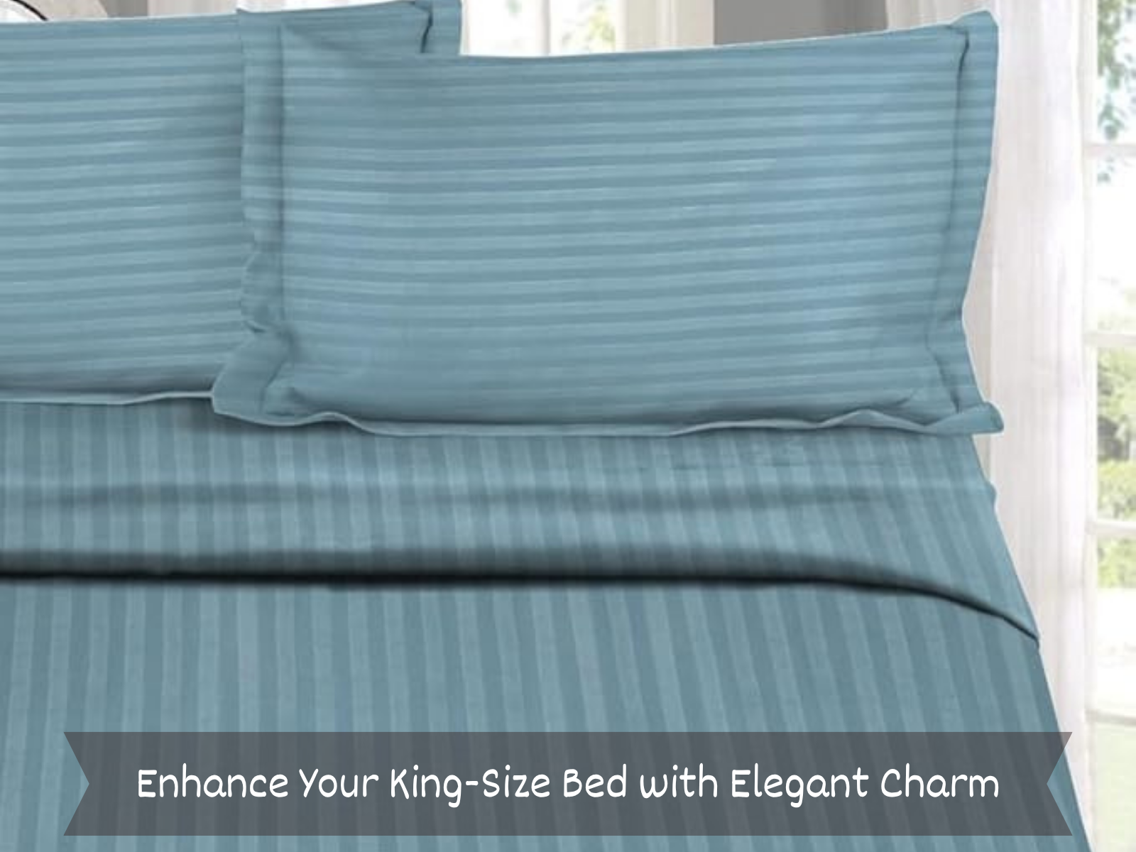 300 TC, Solid, Slate Blue, 100% Cotton King Size Bedsheet