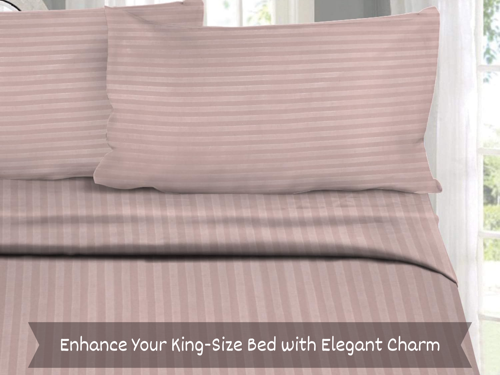 300 TC, Solid, Cameo Rose, 100% Cotton King Size Bedsheet