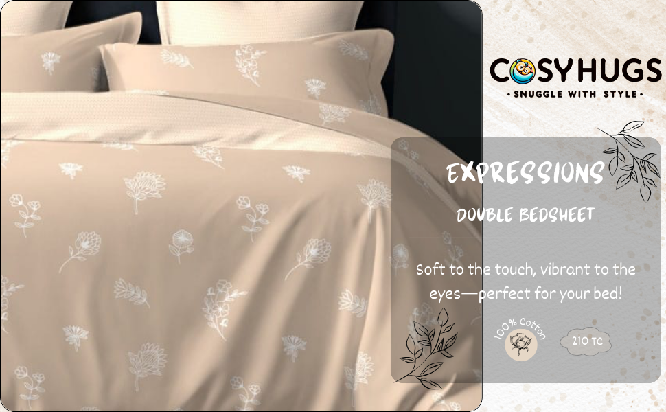 188 TC, Printed, 100% Cotton King Size Bedsheet