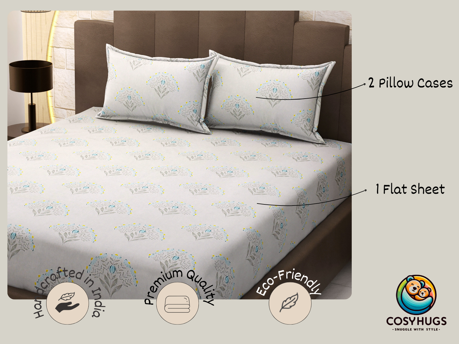 210 TC, Printed, 100% Cotton King Size Bedsheet