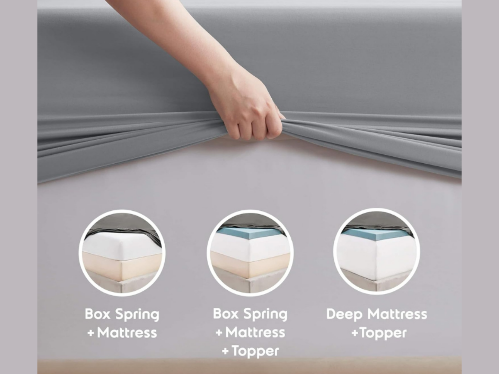 300 TC, Solid, Light Grey, 100% Cotton King Size Bedsheet