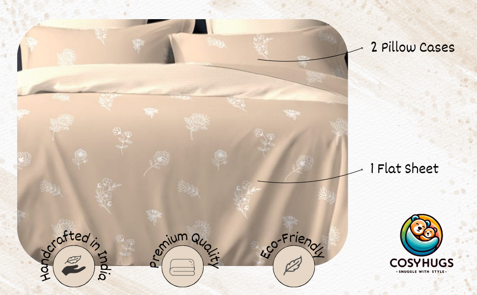 188 TC, Printed, 100% Cotton King Size Bedsheet