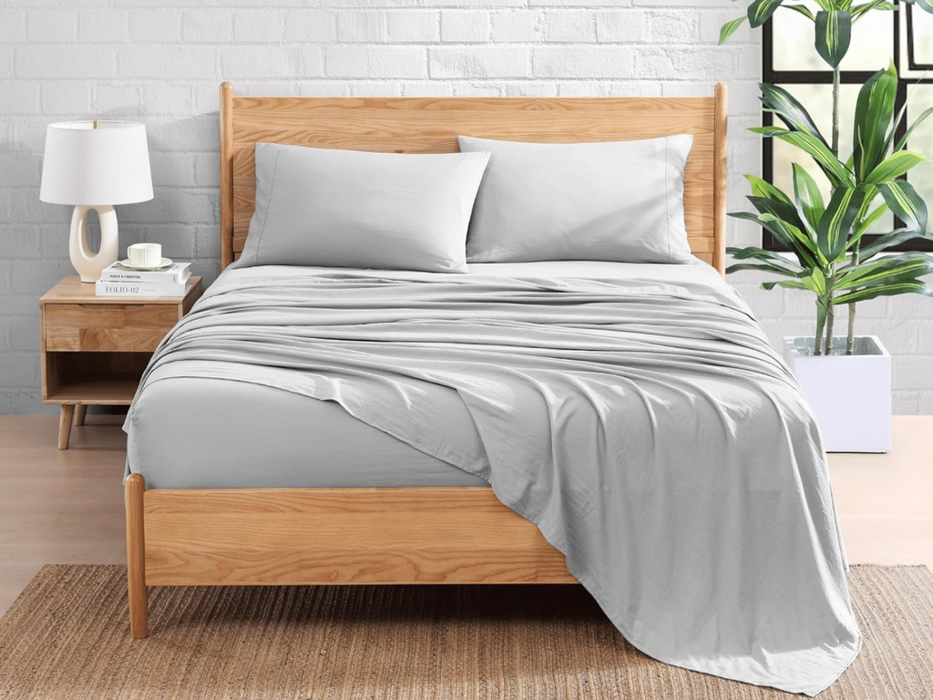300 TC, Solid, Silver Grey, 100% Cotton King Size Bedsheet