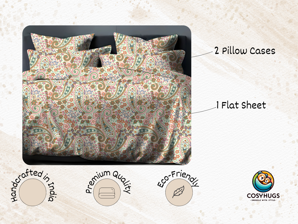 300 TC, Jaipuri Print, 100% Cotton King Size Bedsheet