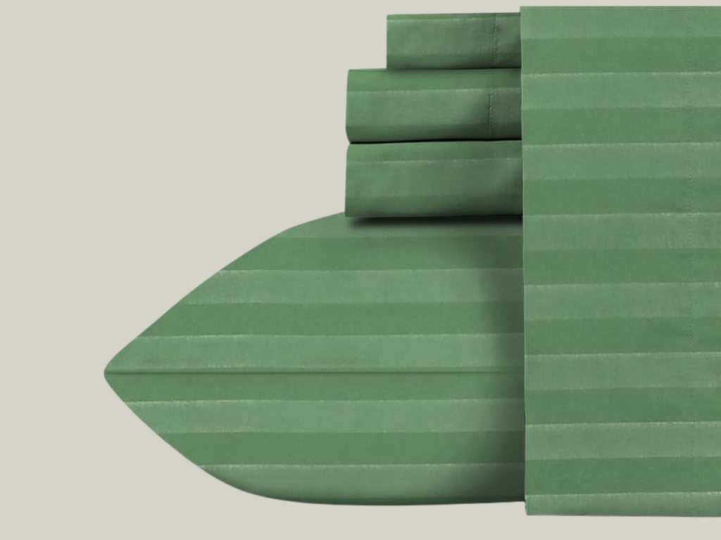 210 TC, Stripe, Moss, 100% Cotton King Size Bedsheet