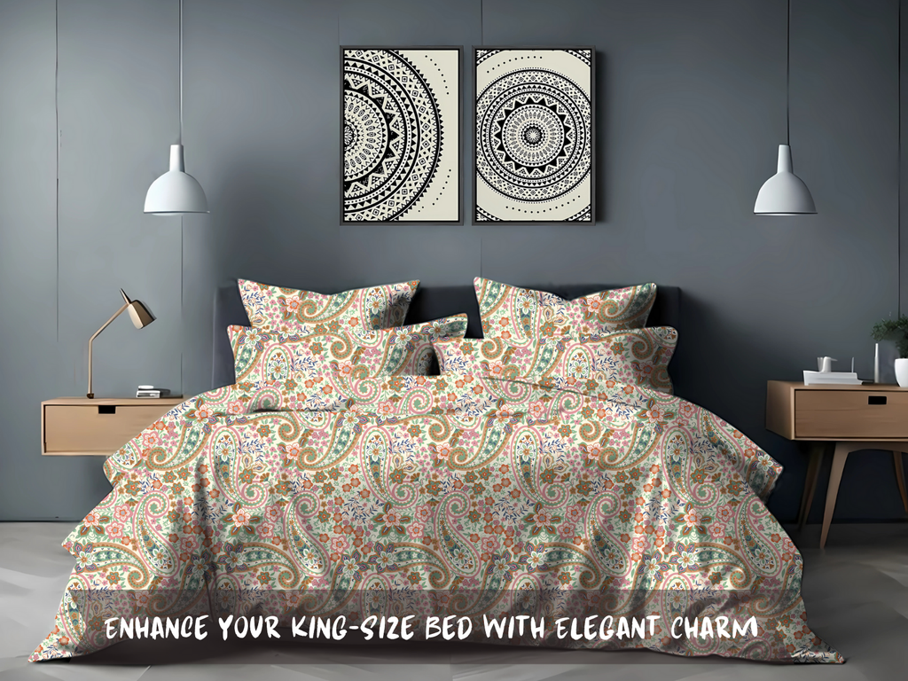 300 TC, Jaipuri Print, 100% Cotton King Size Bedsheet