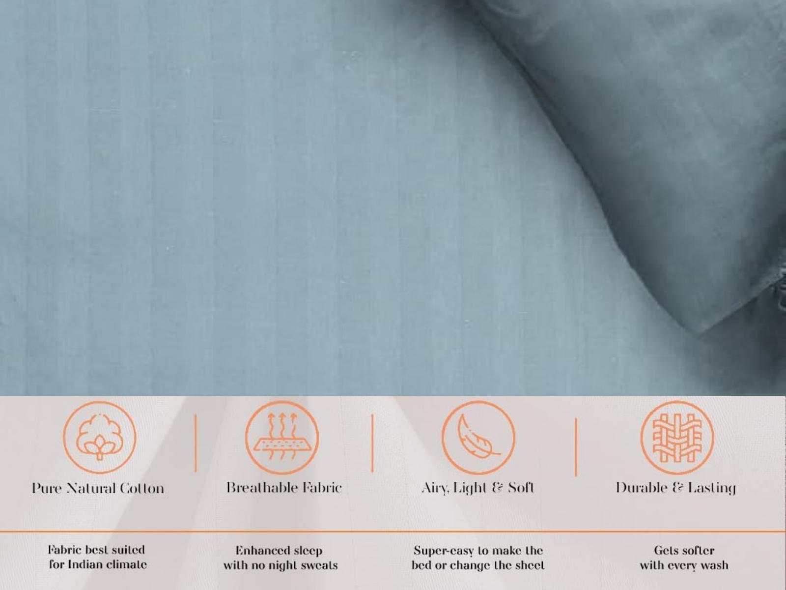 300 TC, Solid, Slate Blue, 100% Cotton King Size Bedsheet