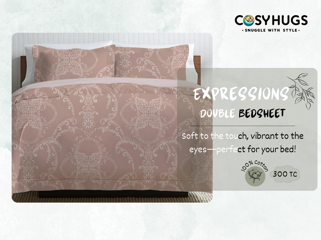 300 TC, Self Floral, 100% Cotton King Size Bedsheet