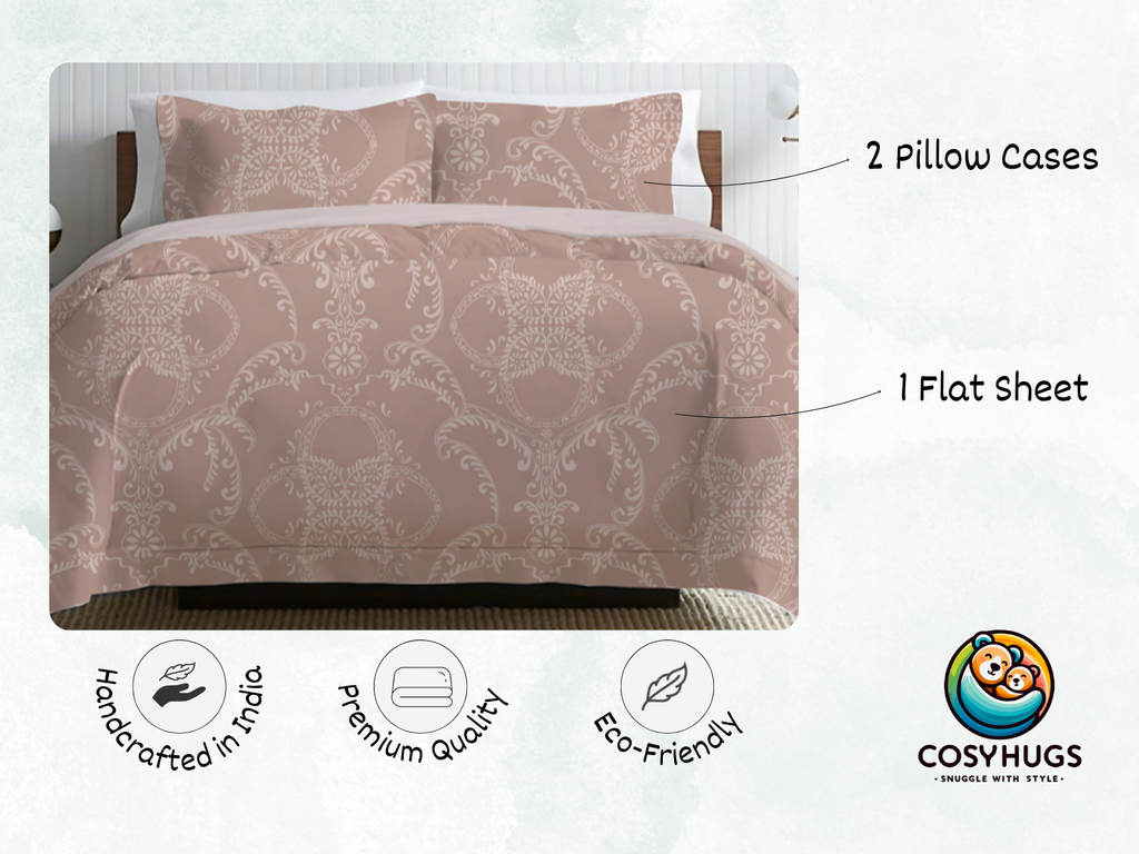 300 TC, Self Floral, 100% Cotton King Size Bedsheet