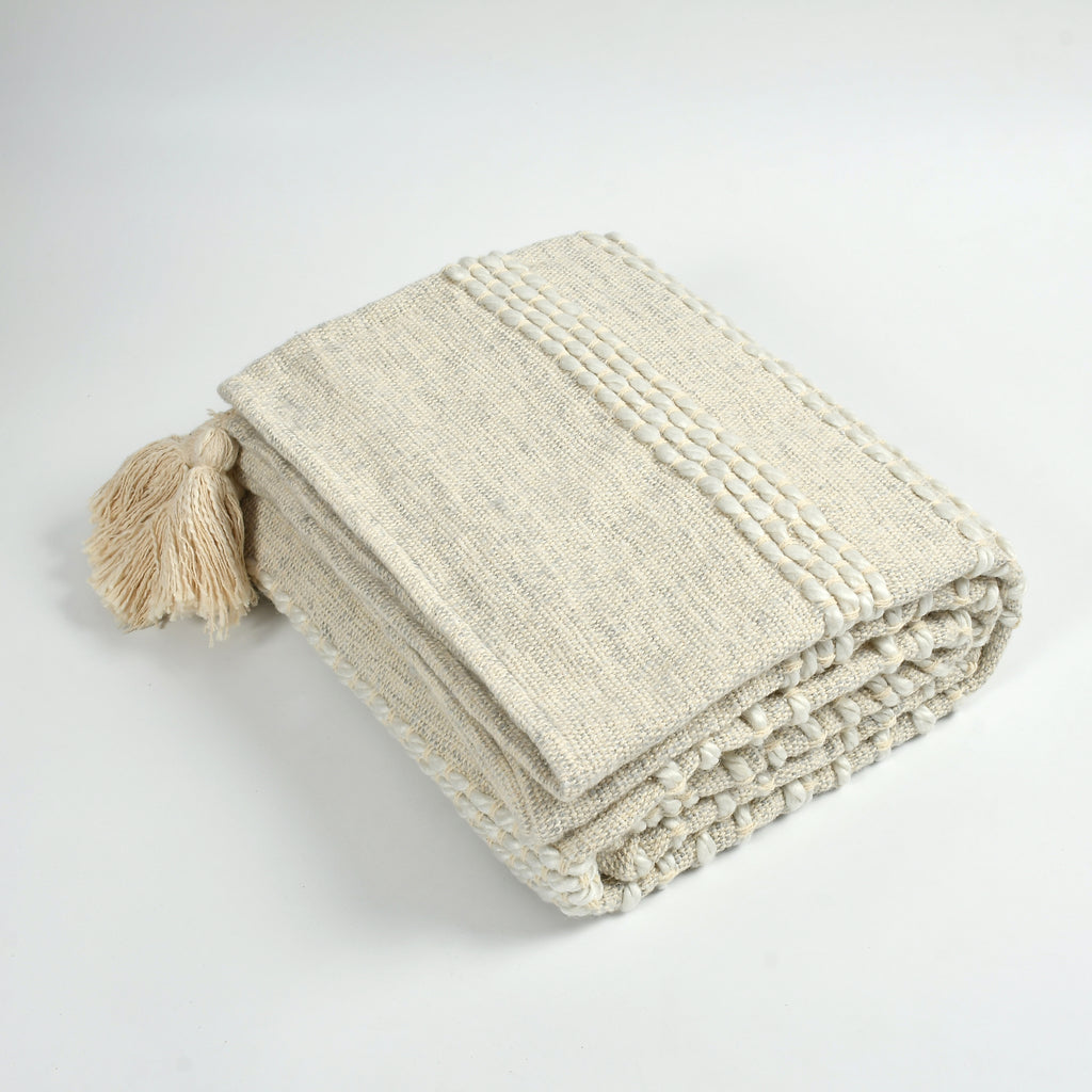 Pure Cotton Hand Knitted Sofa Throw or Table Cover For Home Decor (55x75 Inch)