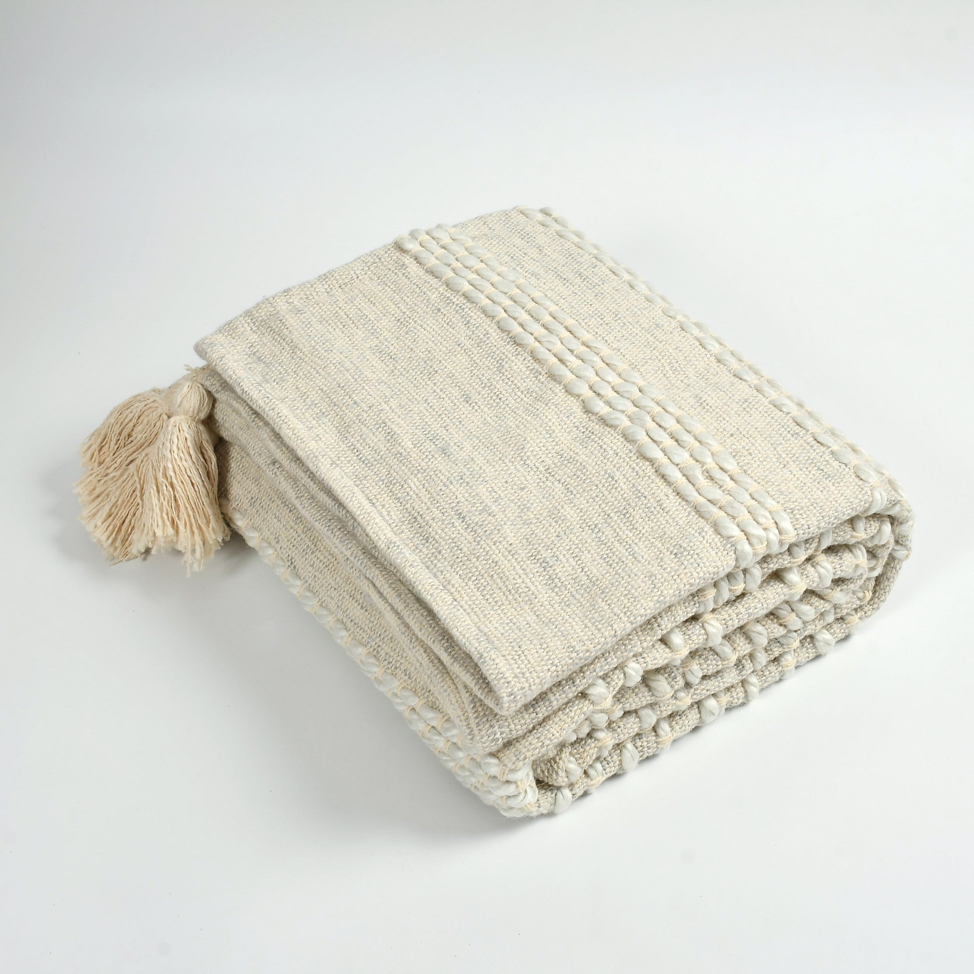 Pure Cotton Hand Knitted Sofa Throw or Table Cover For Home Decor (55x75 Inch)