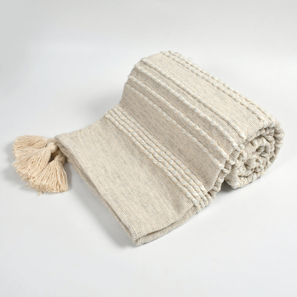 Pure Cotton Hand Knitted Sofa Throw or Table Cover For Home Decor (55x75 Inch)
