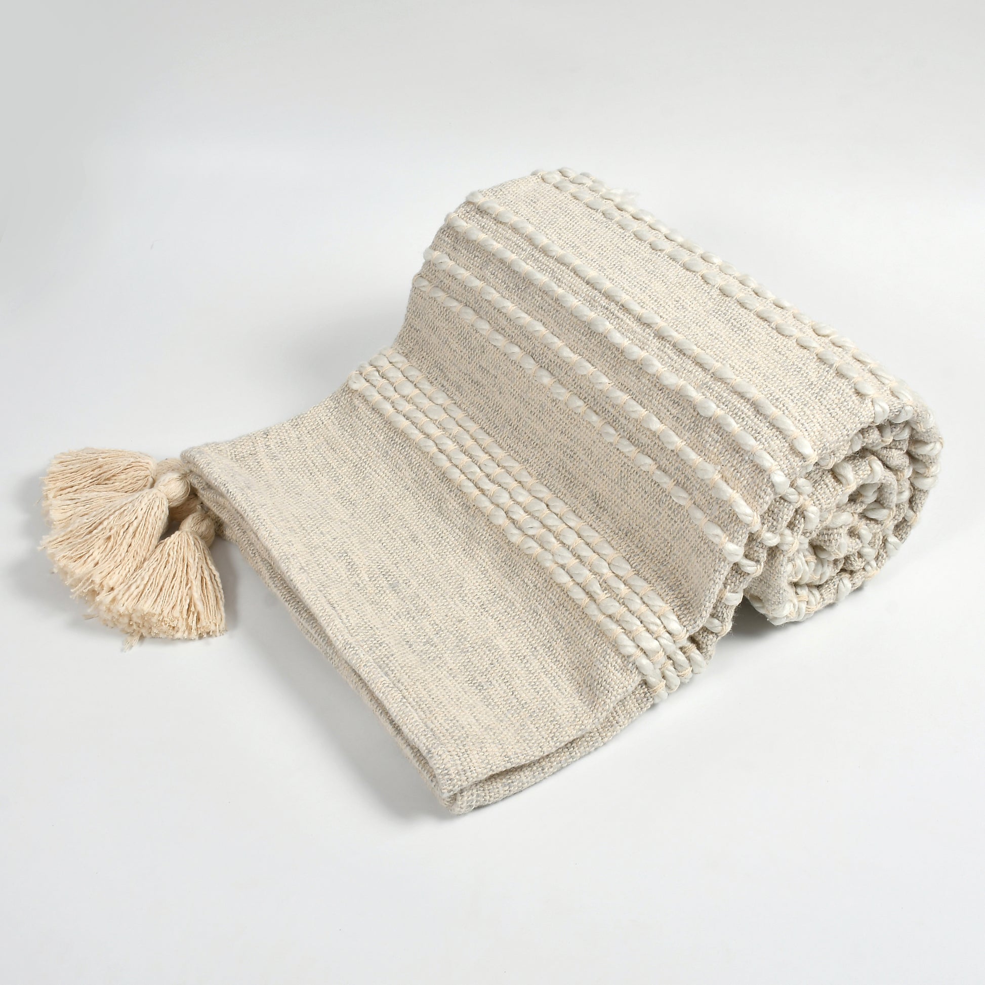 Pure Cotton Hand Knitted Sofa Throw or Table Cover For Home Decor (55x75 Inch)