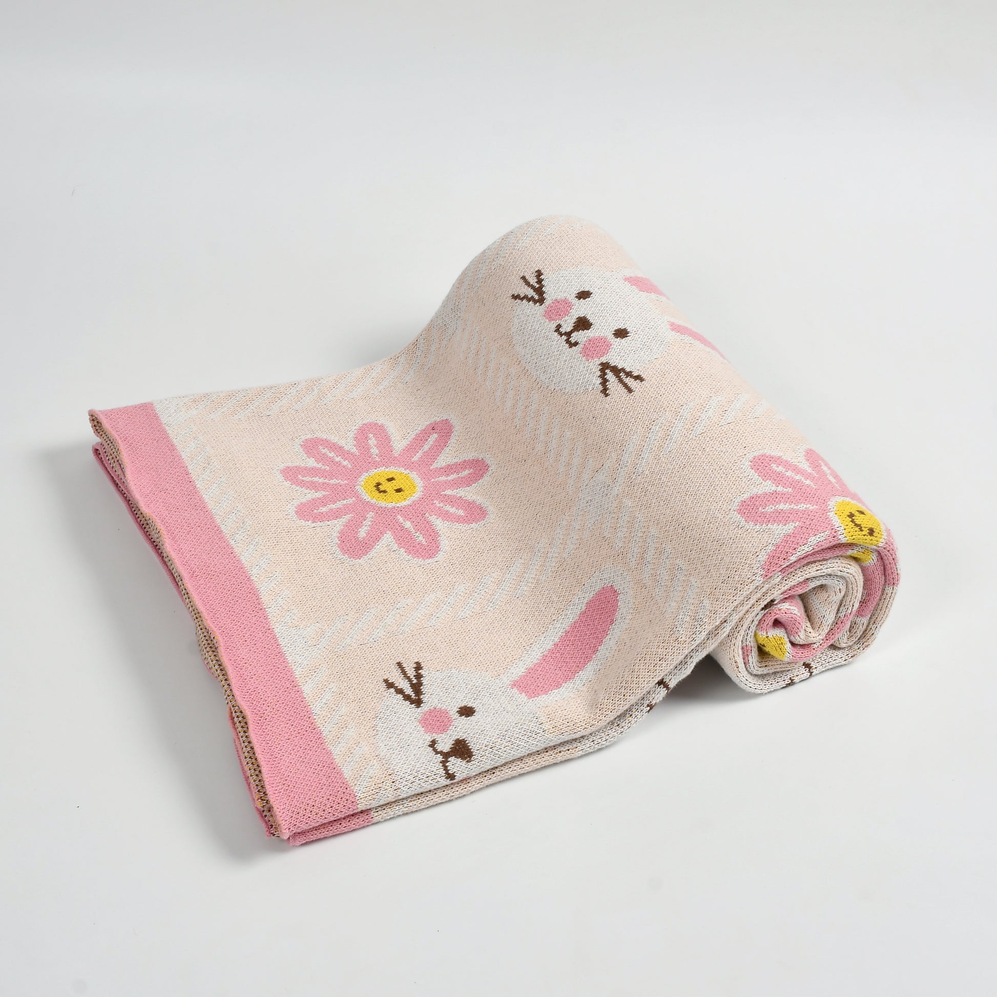 Pure Cotton Baby Pink Sofa Throw For Home Decor (50x60 Inch)