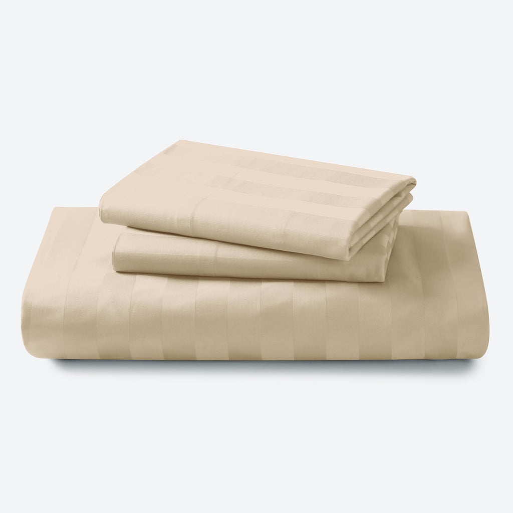 210 TC, Stripe, Beige, 100% Cotton King Size Bedsheet