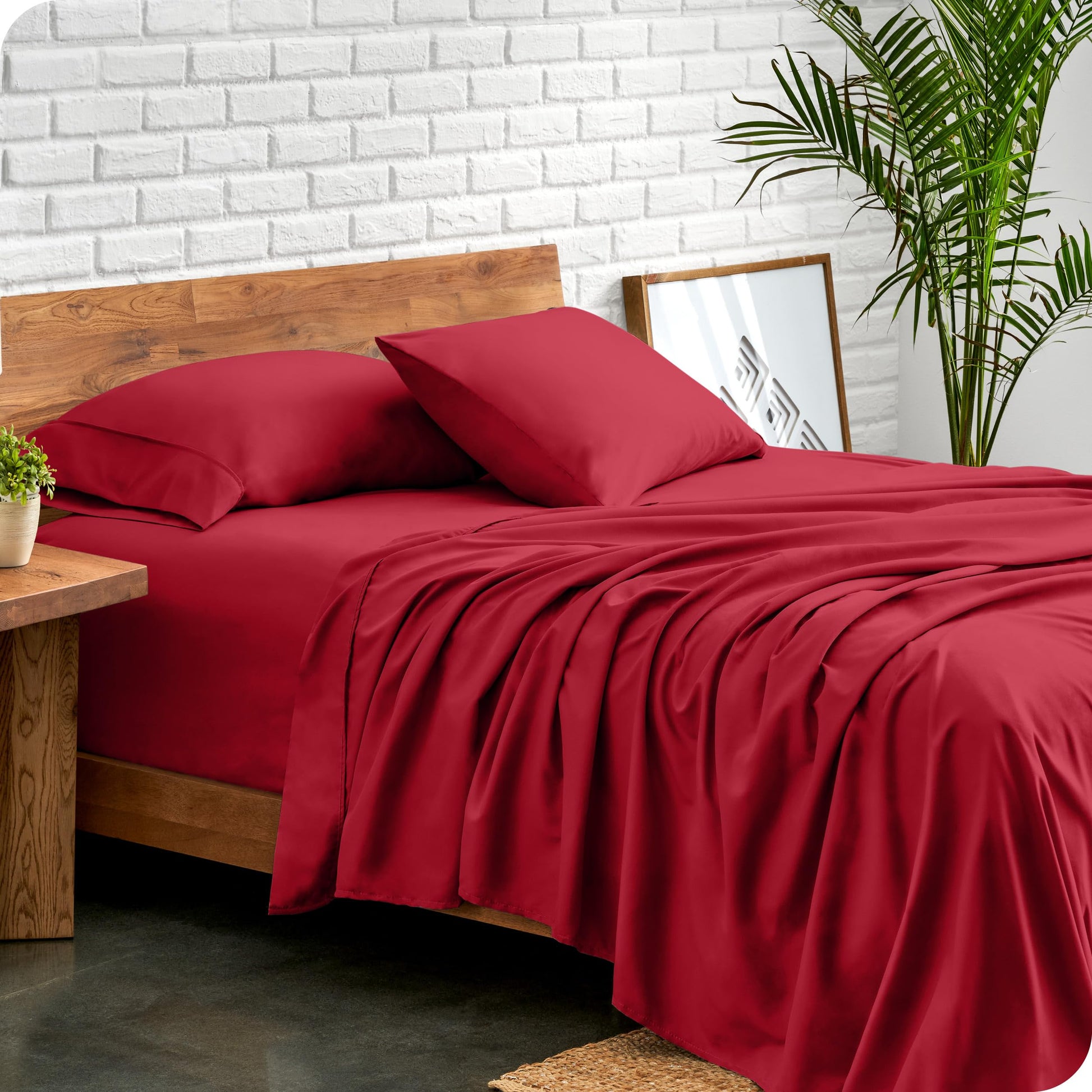 300 TC, Solid, Red Wine, 100% Cotton King Size Bedsheet