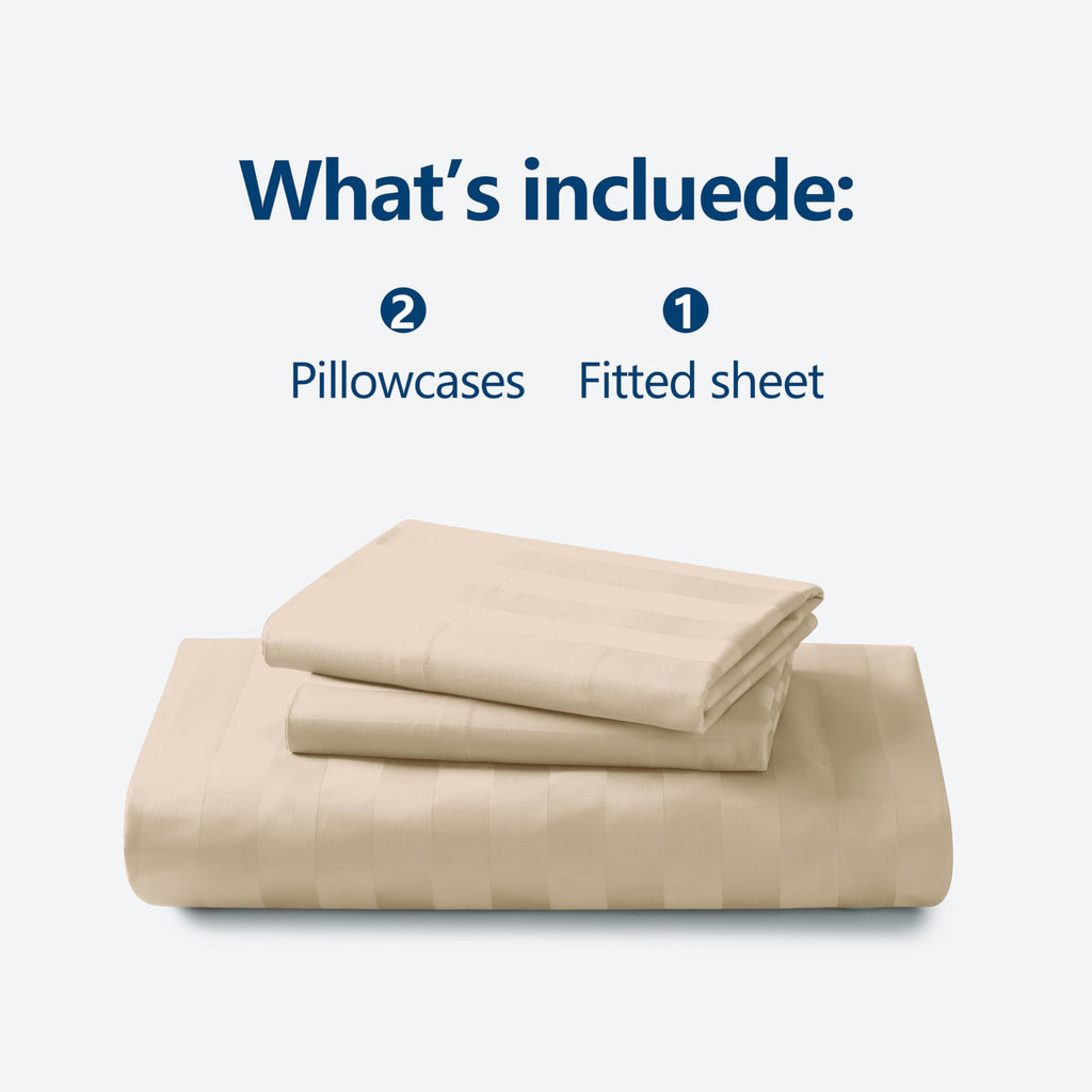 210 TC, Stripe, Beige, 100% Cotton King Size Bedsheet