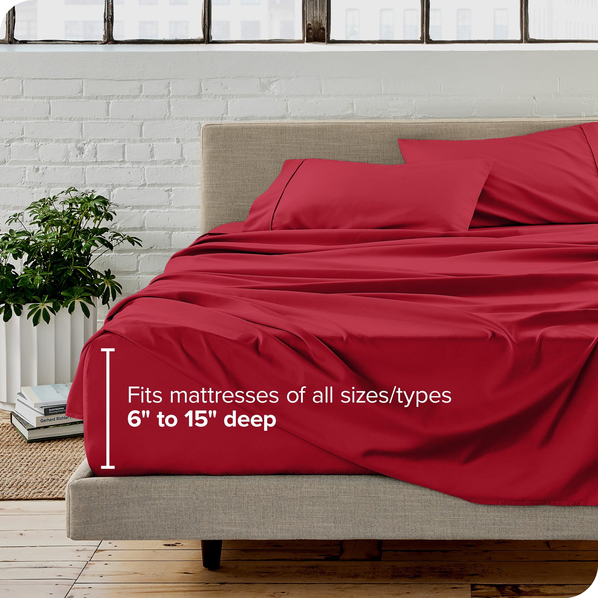 300 TC, Solid, Red Wine, 100% Cotton King Size Bedsheet